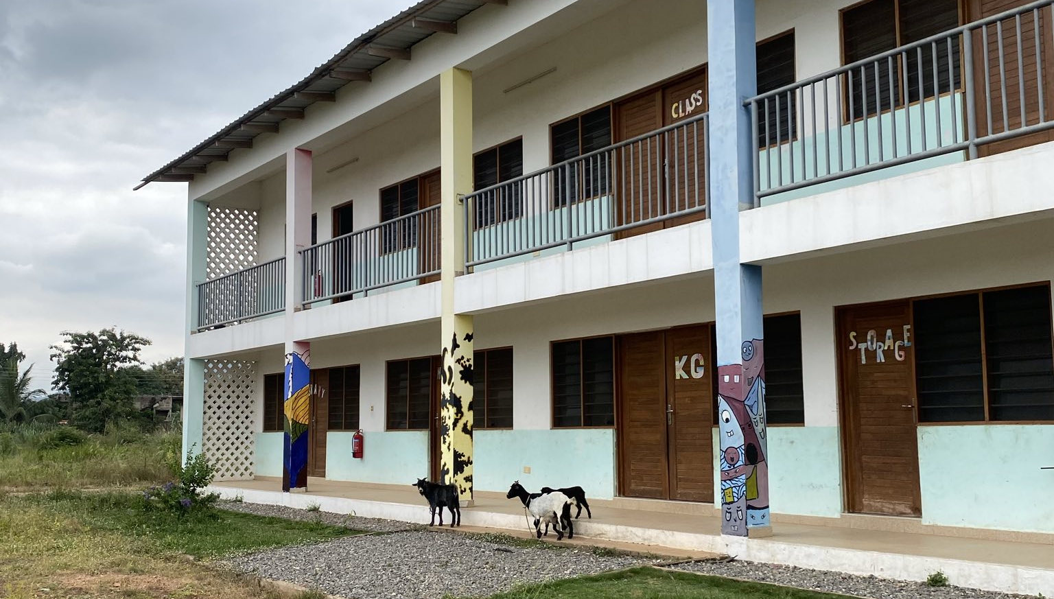 Das ist das Schulgebäude Ein Schulgebäude